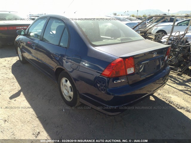 JHMES96645S008631 - 2005 HONDA CIVIC HYBRID BLUE photo 3