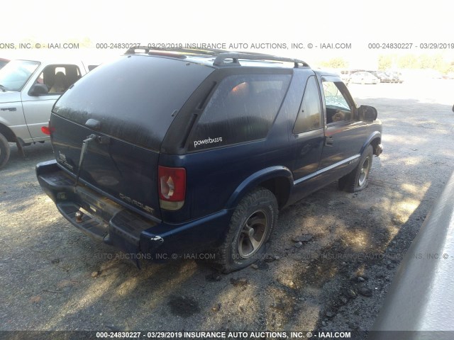 1GNCS18W51K184192 - 2001 CHEVROLET BLAZER BLUE photo 4