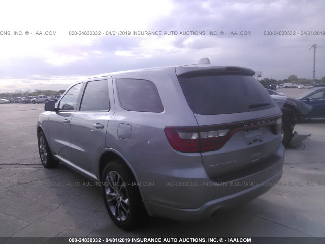 1C4RDHDG1KC675858 - 2019 DODGE DURANGO GT SILVER photo 3