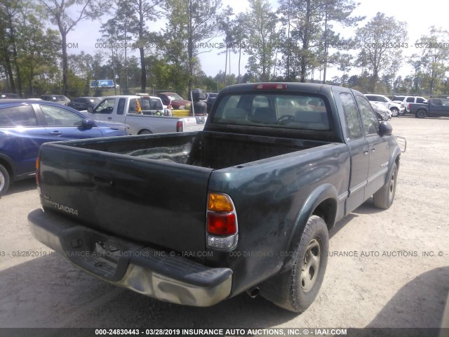 5TBRN3414YS006754 - 2000 TOYOTA TUNDRA ACCESS CAB SR5 GREEN photo 4