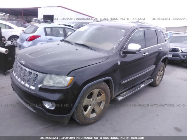 1J4RR6GT4BC643575 - 2011 JEEP GRAND CHEROKEE OVERLAND BLACK photo 2