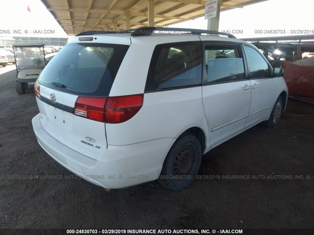 5TDZA23C64S149814 - 2004 TOYOTA SIENNA CE/LE WHITE photo 4