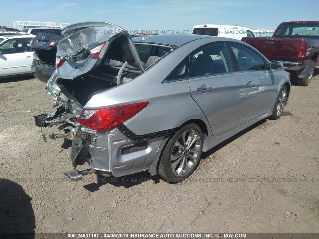 5NPEC4AC1EH880603 - 2014 HYUNDAI SONATA SE/LIMITED SILVER photo 4