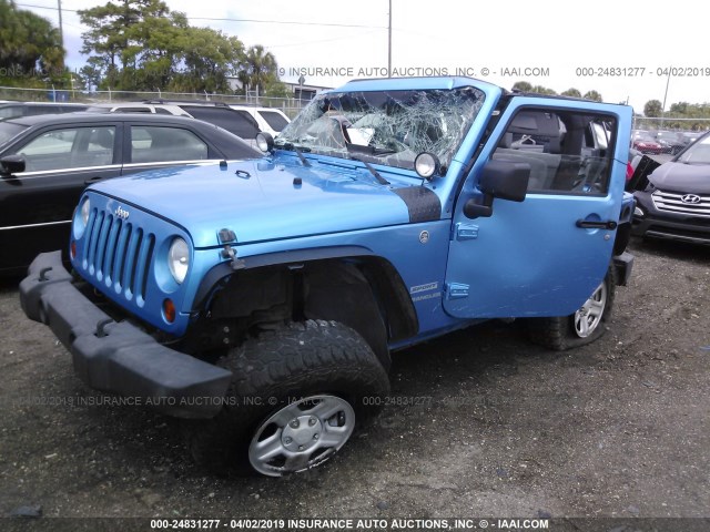 1J4AA2D10AL112730 - 2010 JEEP WRANGLER SPORT BLUE photo 2