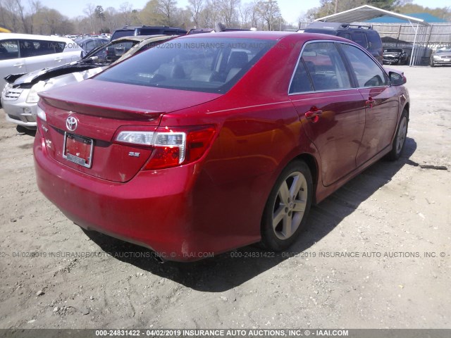 4T1BF1FK6EU865069 - 2014 TOYOTA CAMRY L/SE/LE/XLE RED photo 4