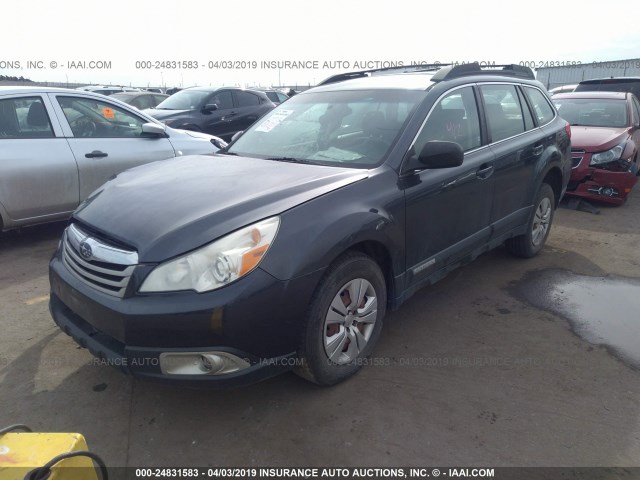 4S4BRCAC0A3314249 - 2010 SUBARU OUTBACK 2.5I BLACK photo 2