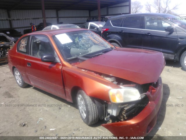 KMHCG35G3YU055817 - 2000 HYUNDAI ACCENT GS ORANGE photo 1