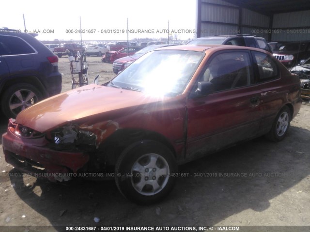 KMHCG35G3YU055817 - 2000 HYUNDAI ACCENT GS ORANGE photo 2