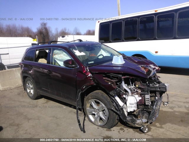 5TDDKRFHXGS252343 - 2016 TOYOTA HIGHLANDER LIMITED/LTD PLATINUM MAROON photo 1