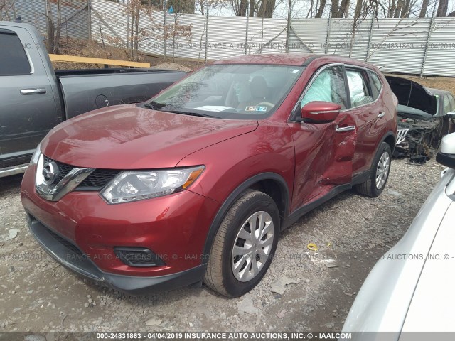 5N1AT2MV0FC903121 - 2015 NISSAN ROGUE S/SL/SV RED photo 2