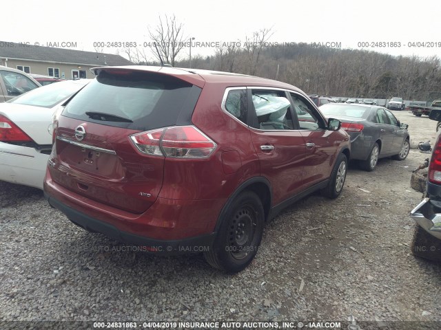 5N1AT2MV0FC903121 - 2015 NISSAN ROGUE S/SL/SV RED photo 4