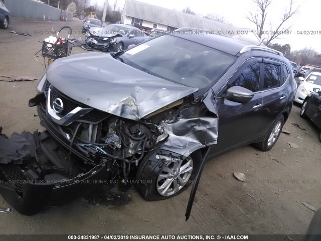 5N1AT2MV9FC814874 - 2015 NISSAN ROGUE S/SL/SV GRAY photo 2