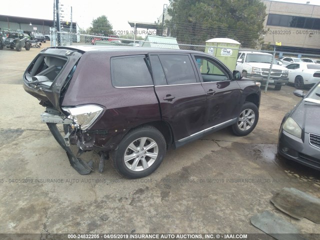 5TDZA3EH9DS044702 - 2013 TOYOTA HIGHLANDER PLUS BURGUNDY photo 4