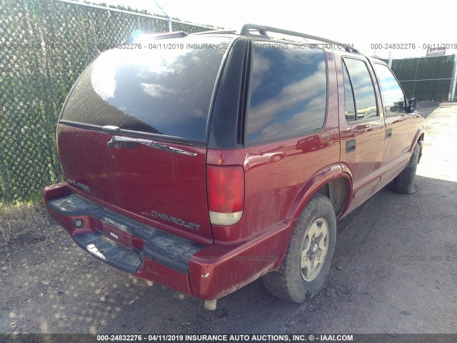 1GNDT13W52K113519 - 2002 CHEVROLET BLAZER MAROON photo 4