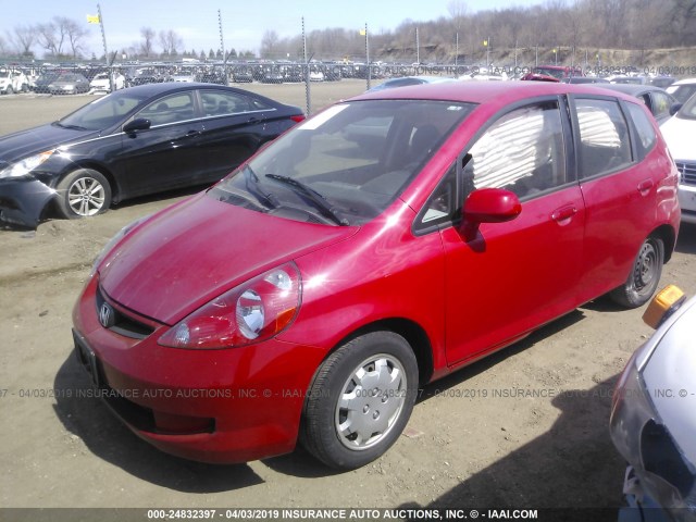 JHMGD37448S067101 - 2008 HONDA FIT RED photo 2