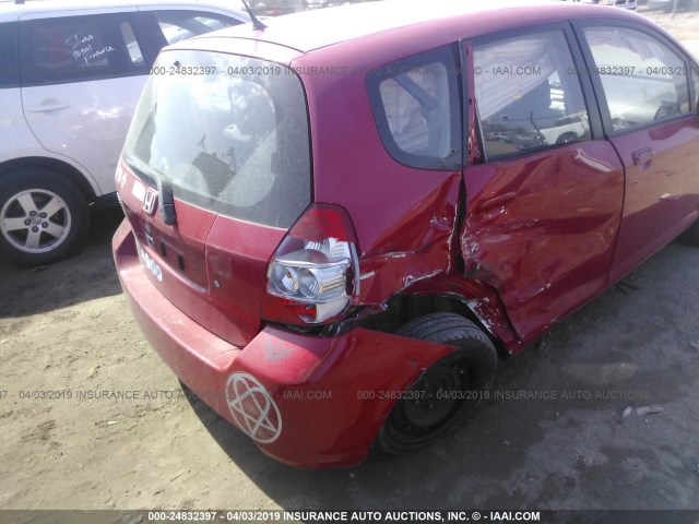 JHMGD37448S067101 - 2008 HONDA FIT RED photo 6