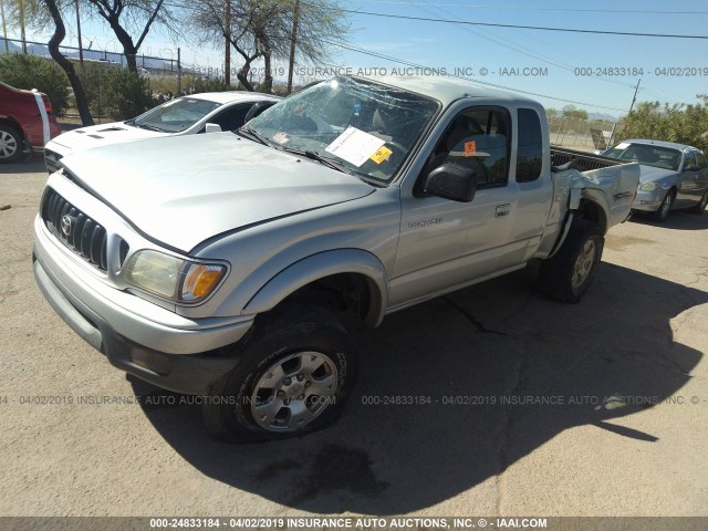 5TEWN72N02Z101586 - 2002 TOYOTA TACOMA XTRACAB SILVER photo 2