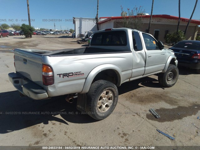 5TEWN72N02Z101586 - 2002 TOYOTA TACOMA XTRACAB SILVER photo 4