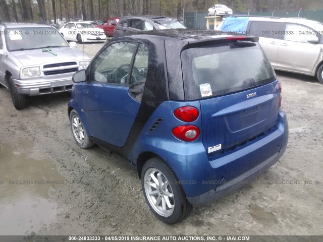 WMEEJ31X39K289006 - 2009 SMART FORTWO PURE/PASSION BLUE photo 3