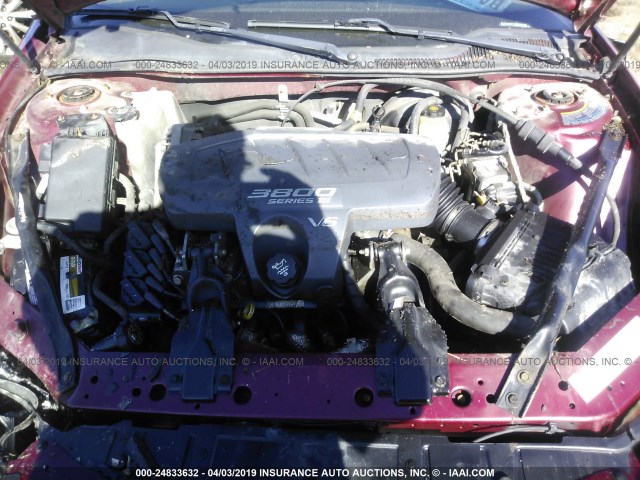 2G2WS522041318408 - 2004 PONTIAC GRAND PRIX GT2 წითელი ფოტო 10