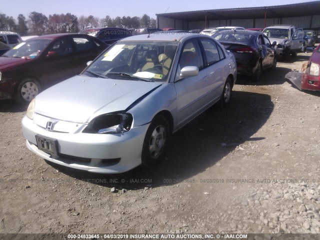 JHMES96653S025077 - 2003 HONDA CIVIC HYBRID BLUE photo 2