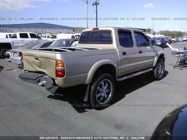 5TEGM92N21Z844008 - 2001 TOYOTA TACOMA DOUBLE CAB PRERUNNER GOLD photo 4