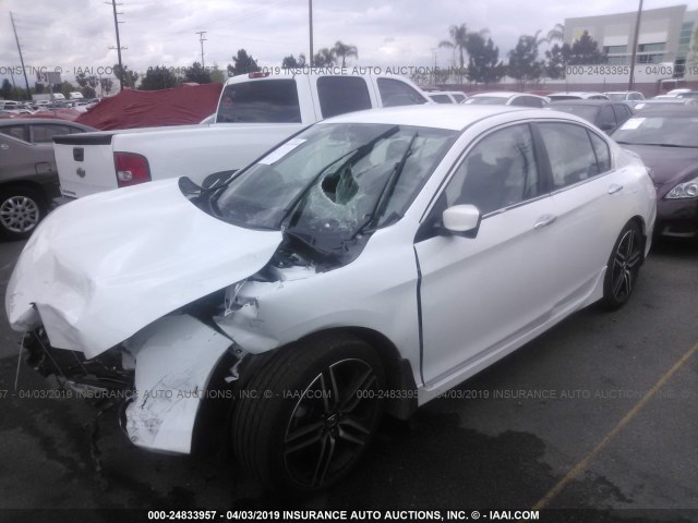 1HGCR2F54HA129206 - 2017 HONDA ACCORD SPORT WHITE photo 2