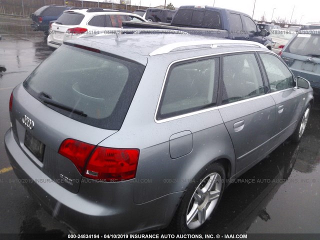 WAUKF78E37A104144 - 2007 AUDI A4 2.0T AVANT QUATTRO GRAY photo 4