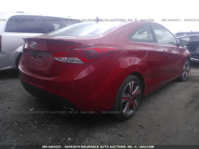 KMHDH6AE4DU003646 - 2013 HYUNDAI ELANTRA COUPE GS/SE RED photo 4