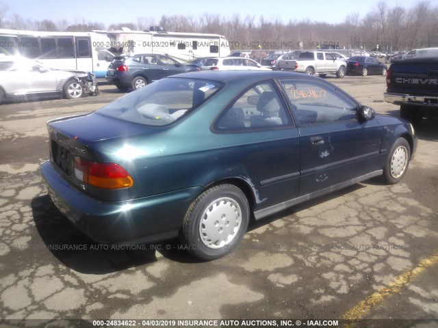 1HGEJ6223VL060575 - 1997 HONDA CIVIC DX GREEN photo 4