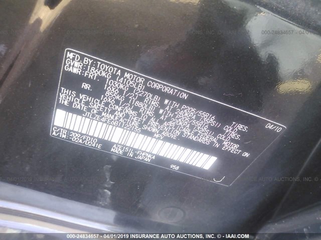 JTLZE4FE6B1122155 - 2011 TOYOTA SCION XB BLACK photo 9
