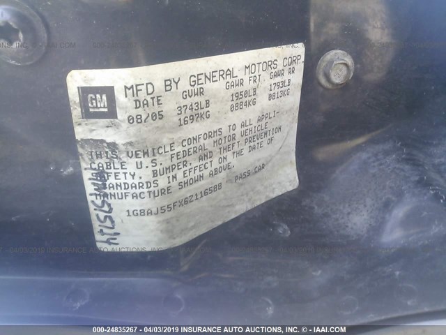 1G8AJ55FX6Z116588 - 2006 SATURN ION LEVEL 2 银色 照片 9