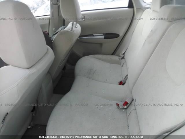 JF1GH61688H815448 - 2008 SUBARU IMPREZA 2.5I WHITE photo 8