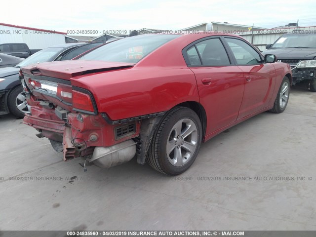 2C3CDXHG8DH512767 - 2013 DODGE CHARGER SXT RED photo 4