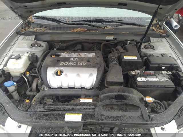 5NPEU46CX6H063086 - 2006 HYUNDAI SONATA GLS/LX SILVER photo 10