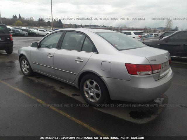 5NPEU46CX6H063086 - 2006 HYUNDAI SONATA GLS/LX SILVER photo 3