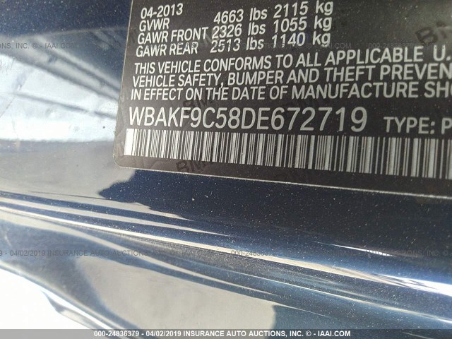 WBAKF9C58DE672719 - 2013 BMW 335 XI BLUE photo 9