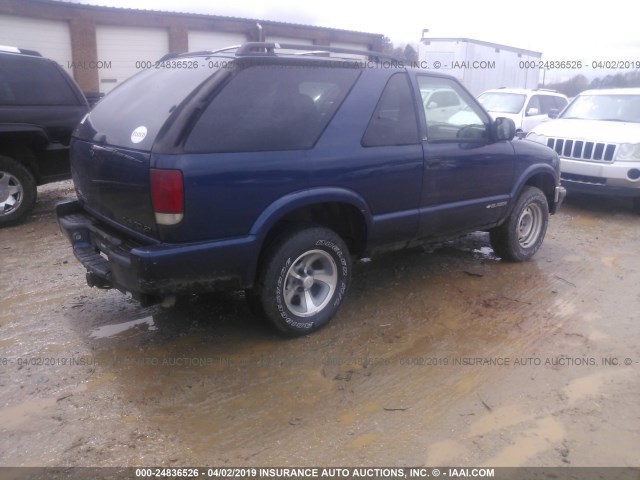 1GNCS18W41K263143 - 2001 CHEVROLET BLAZER BLUE photo 4