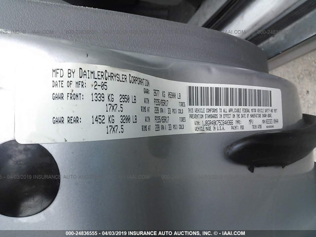 1J8GR48K75C640366 - 2005 JEEP GRAND CHEROKEE LAREDO/COLUMBIA/FREEDOM 银色 照片 9