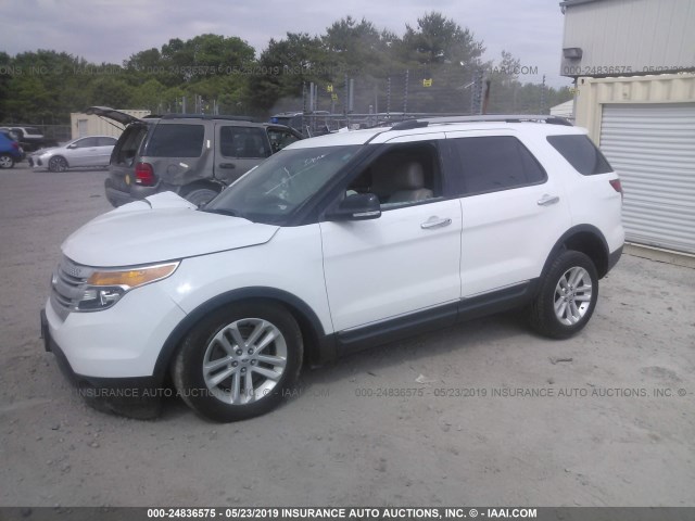 1FM5K8D87DGC42971 - 2013 FORD EXPLORER XLT WHITE photo 2