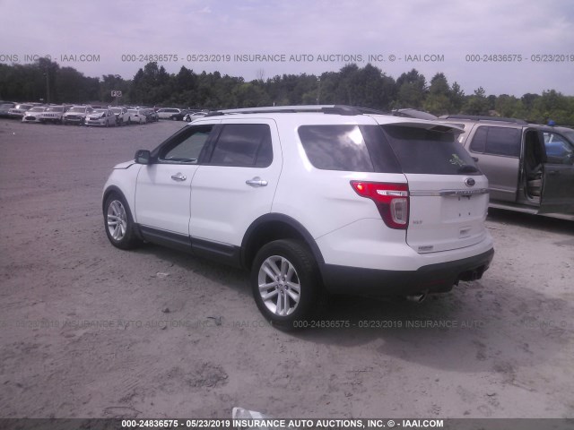 1FM5K8D87DGC42971 - 2013 FORD EXPLORER XLT WHITE photo 3