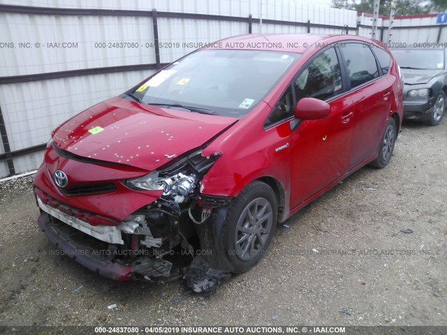 JTDZN3EU5FJ021516 - 2015 TOYOTA PRIUS V RED photo 2