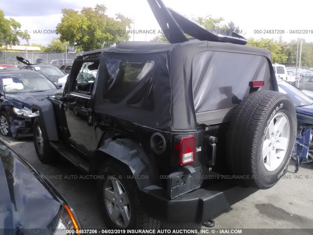 1C4AJWAG0DL622327 - 2013 JEEP WRANGLER SPORT BLACK photo 3