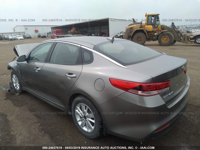 5XXGT4L34GG026192 - 2016 KIA OPTIMA LX 灰色 照片 3