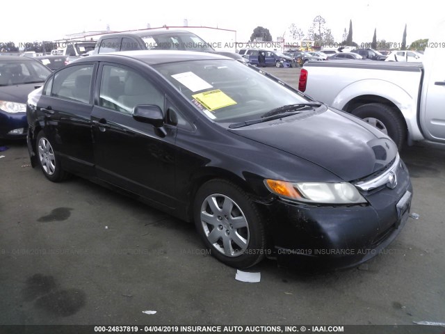 2HGFA16508H350303 - 2008 HONDA CIVIC LX BLACK photo 1