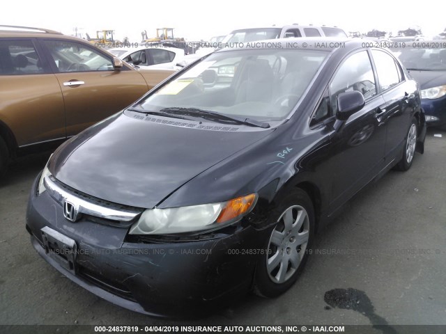 2HGFA16508H350303 - 2008 HONDA CIVIC LX BLACK photo 2