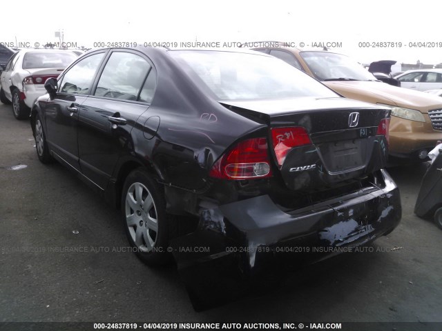 2HGFA16508H350303 - 2008 HONDA CIVIC LX BLACK photo 3