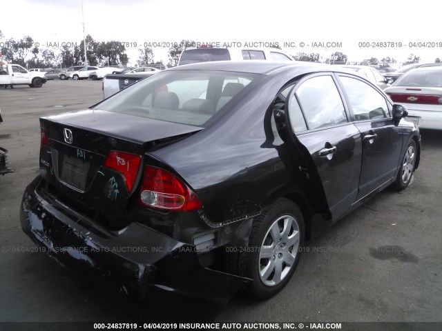 2HGFA16508H350303 - 2008 HONDA CIVIC LX BLACK photo 4