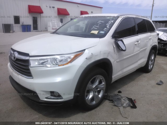 5TDYKRFH0FS100927 - 2015 TOYOTA HIGHLANDER LIMITED/LTD PLATINUM WHITE photo 2