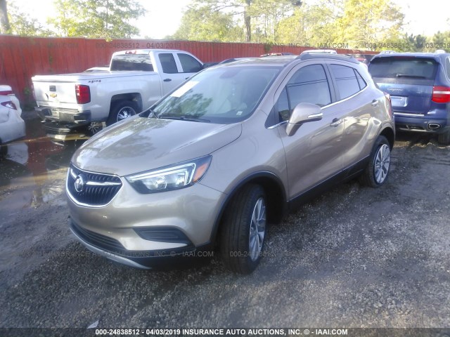 KL4CJASB6KB707295 - 2019 BUICK ENCORE PREFERRED BROWN photo 2